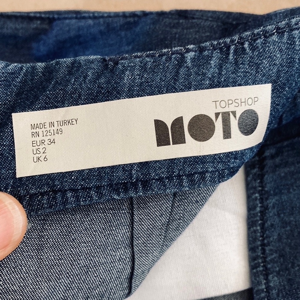 MOTO Topshop denim Jumpsuit Wide Leg cutouts high waist - Picture 7 of 9